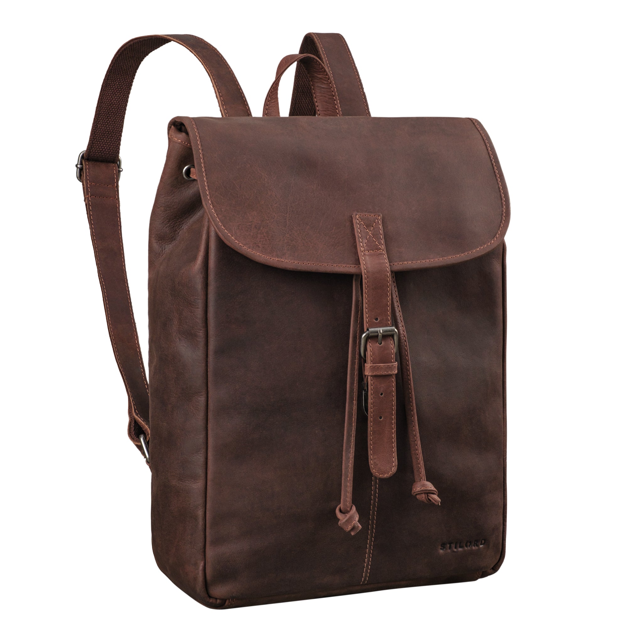 Vintage Rucksack Damen Leder dunkelbraun