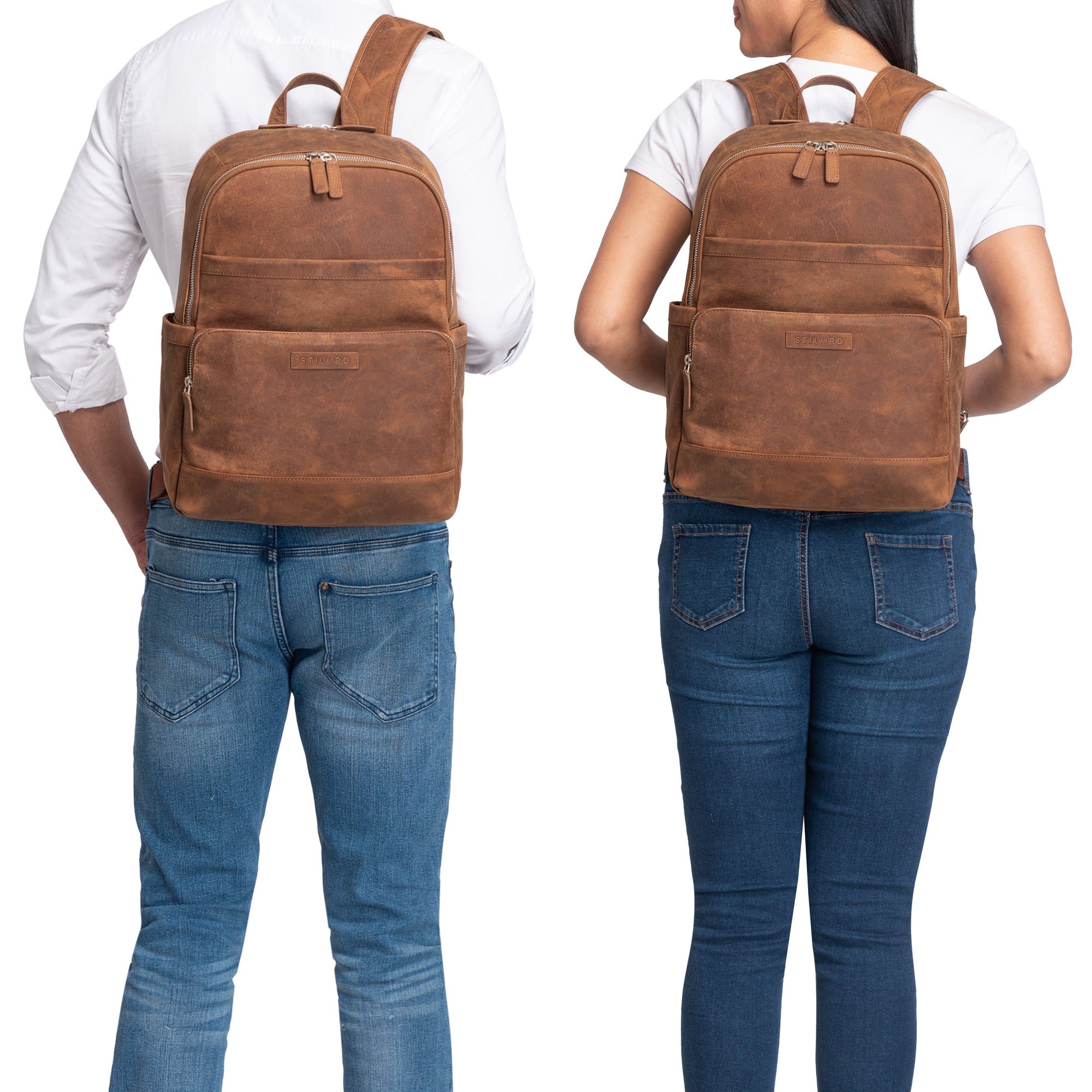 Leder Daypack groß cognac braun
