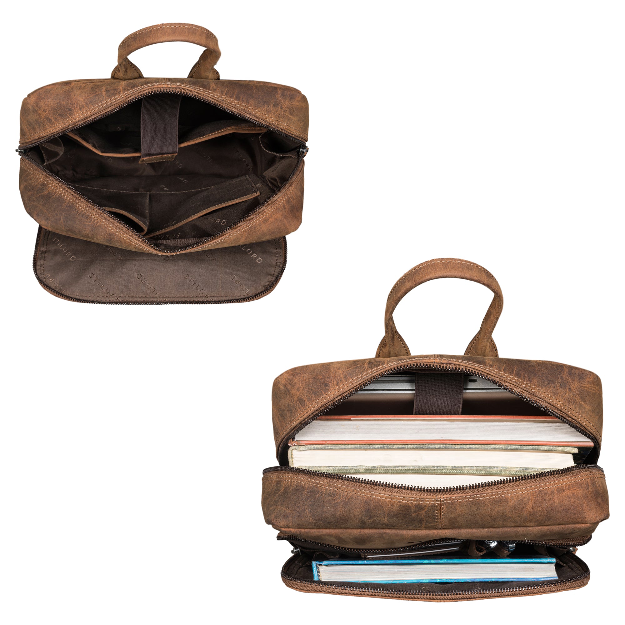 Rucksack mit Laptopfach in braun Leder