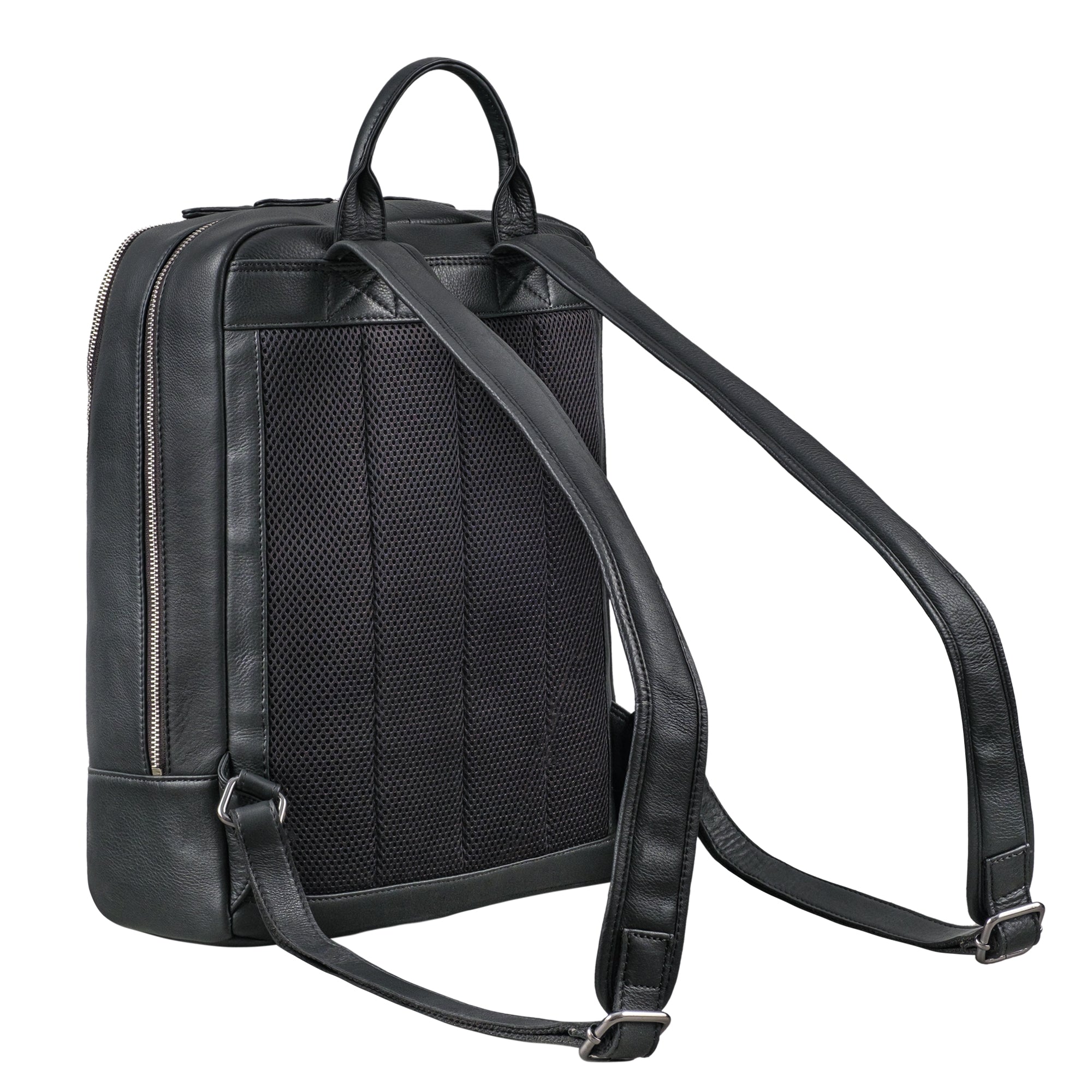 schwarzer Schulrucksack aus Leder für Teenager