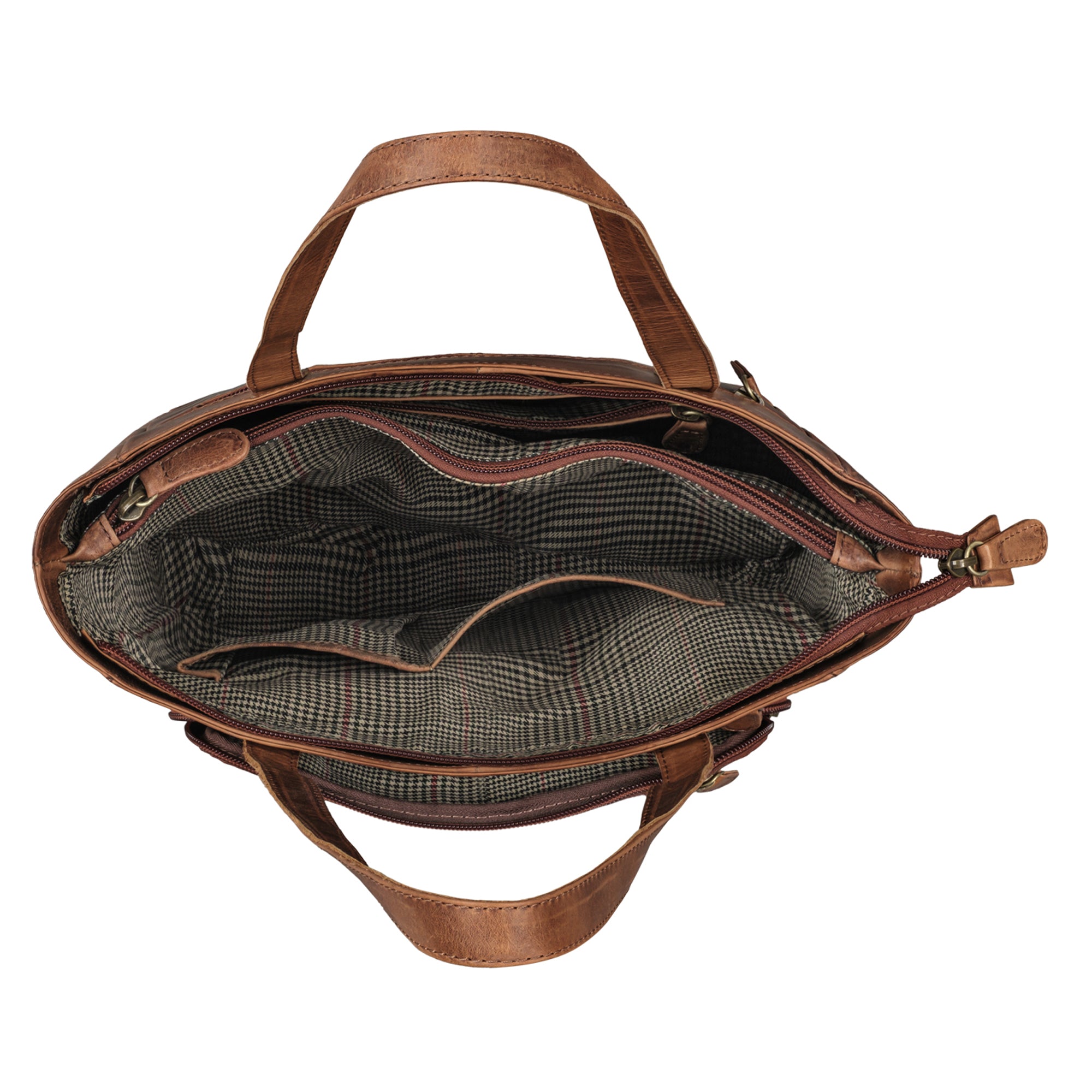 Schultertasche Damen groß Leder cognac