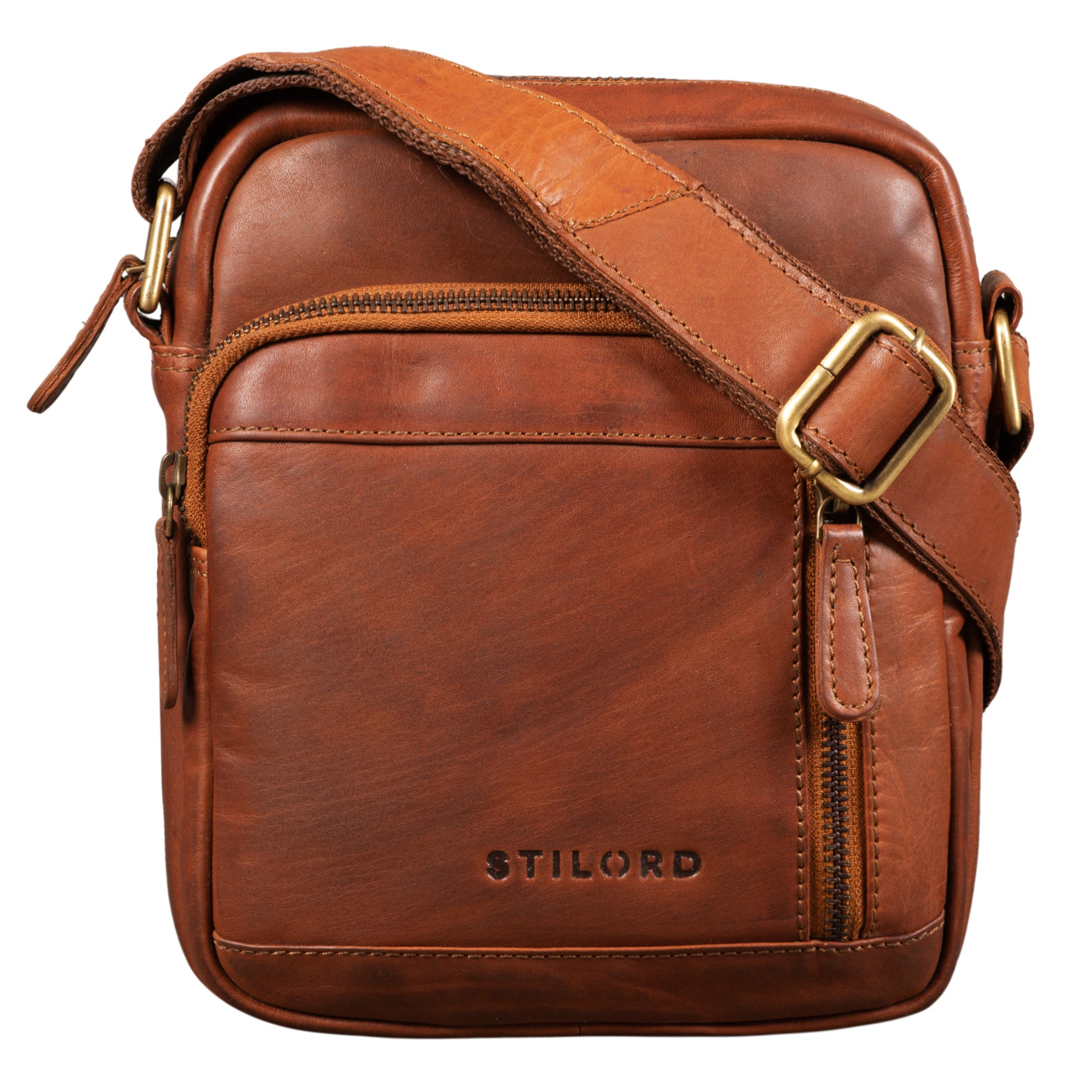 Braune Schultertasche Männer Echtleder