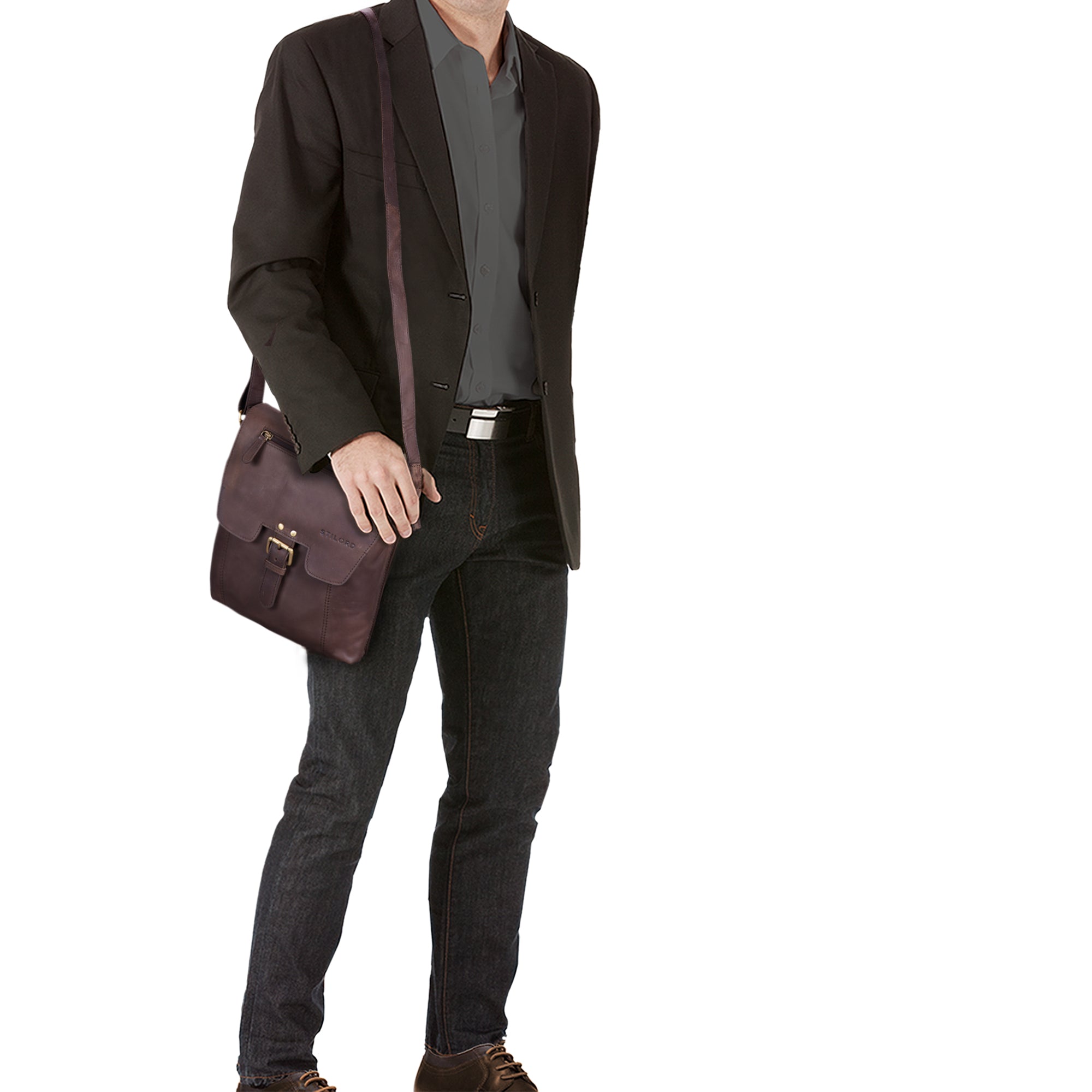 Kleine Vintage Leder Schultertasche für Männer
