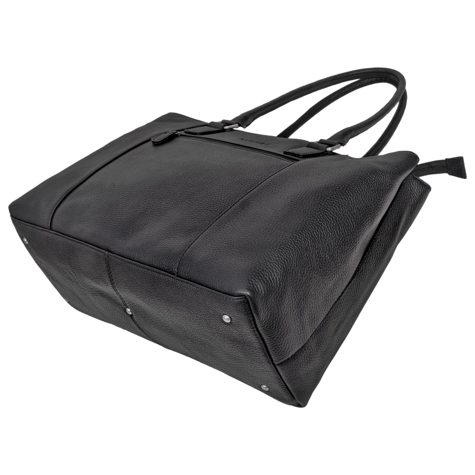 Damen Ledertasche Shopper schwarz groß