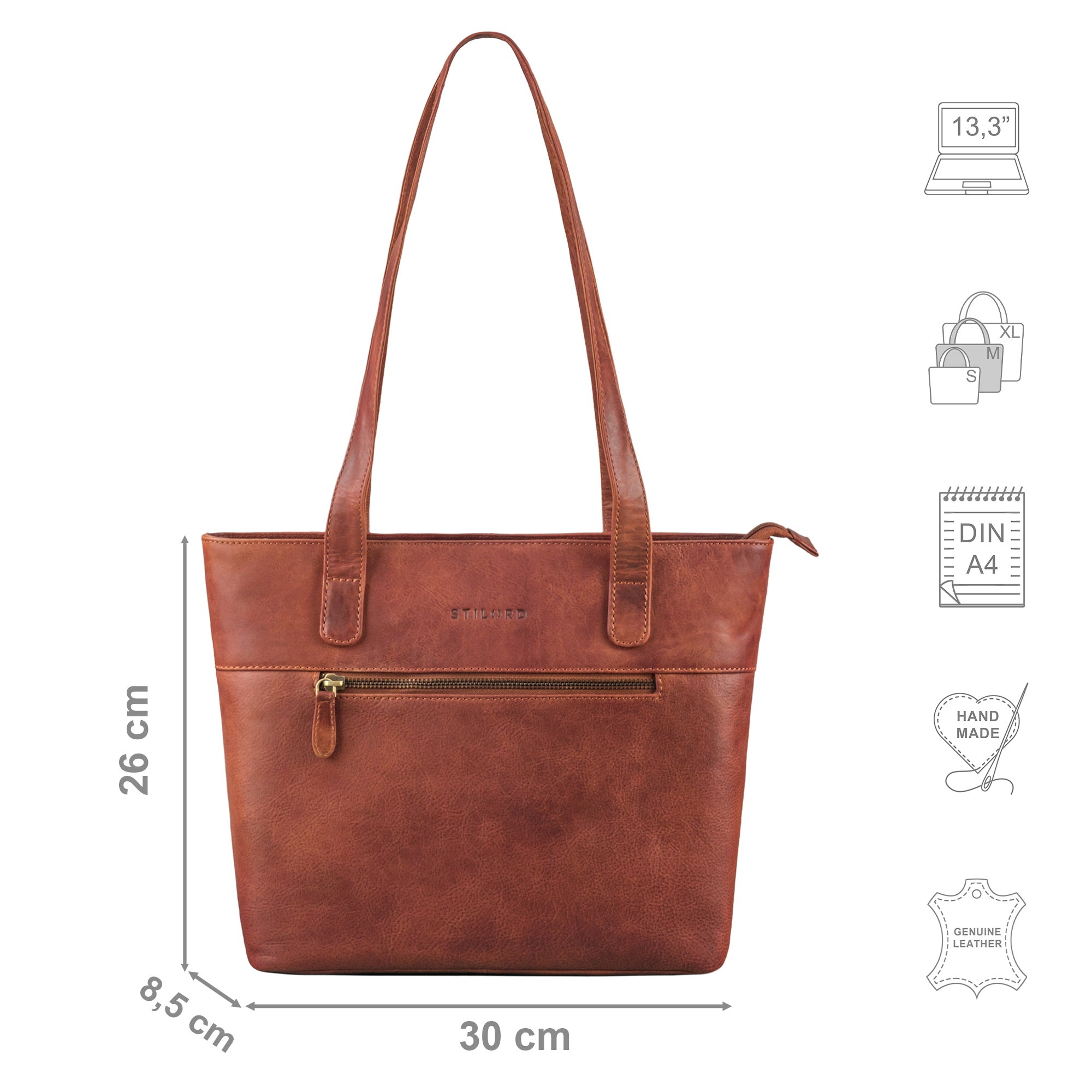 Shopper für Damen in Cognac Leder