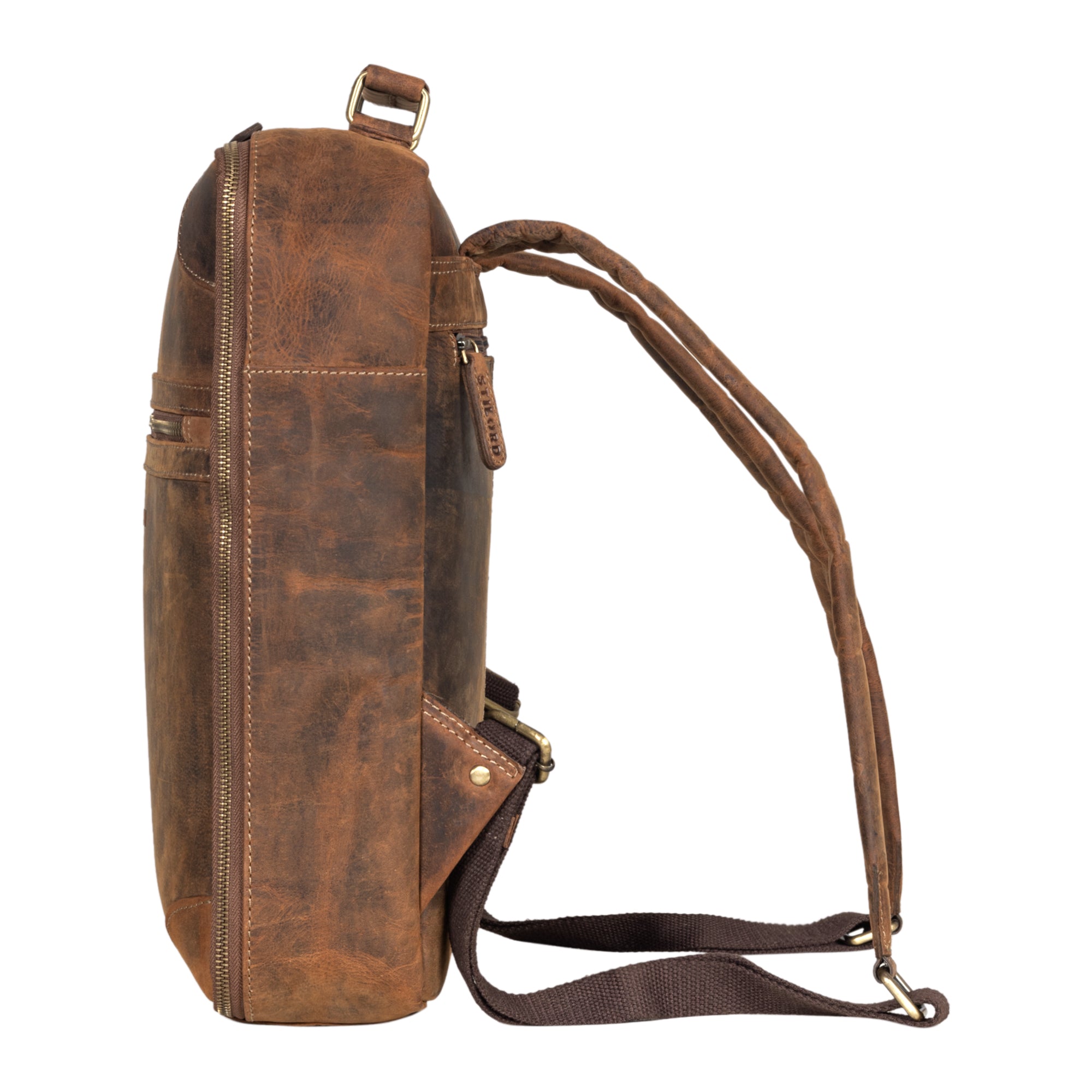 brauner Shopping Rucksack Echtleder 