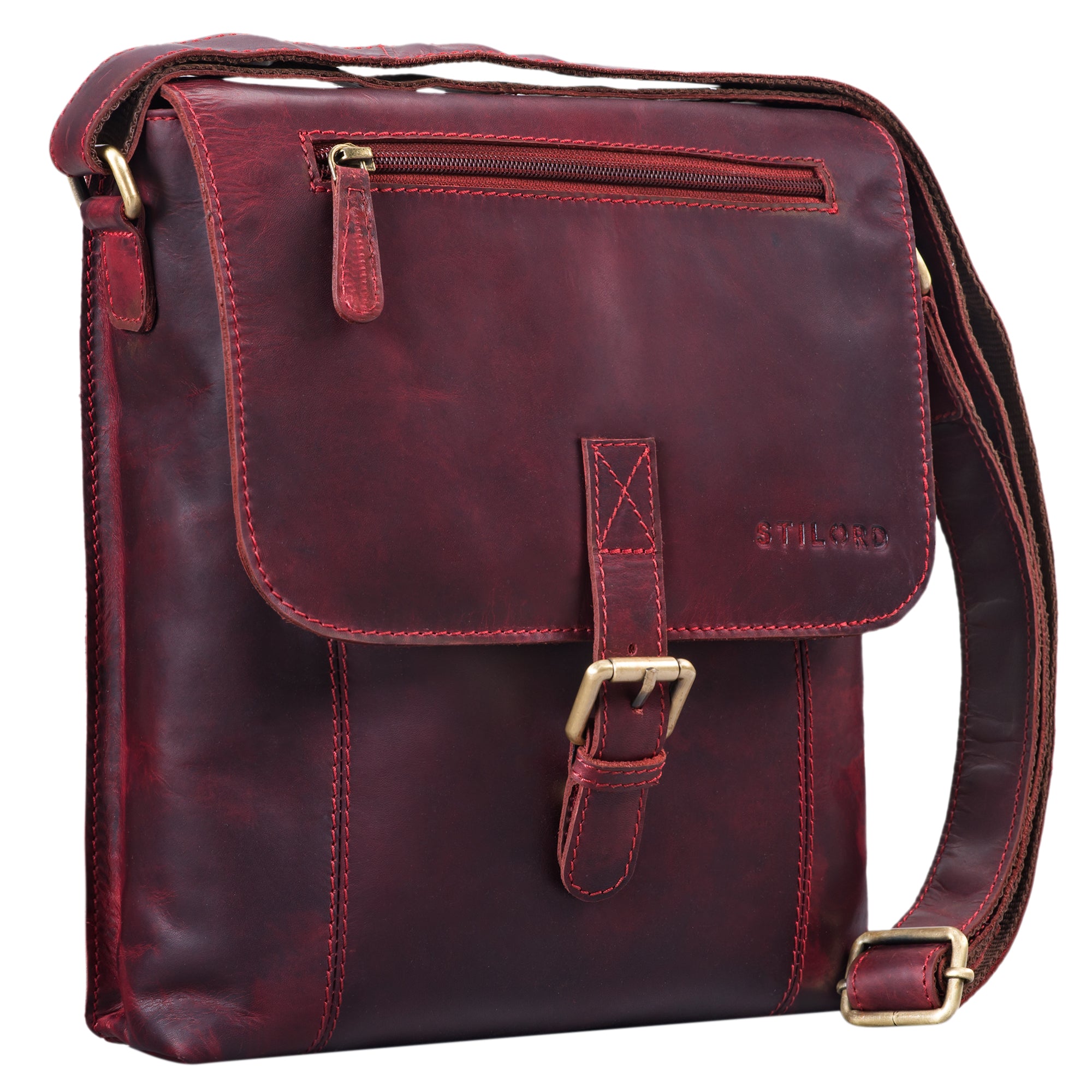 Leder Umhängetasche Vintage rot