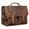 "Jeffrey" Grote Leren Leraarstas Vintage Aktetas Met 15.6" Schoudertas