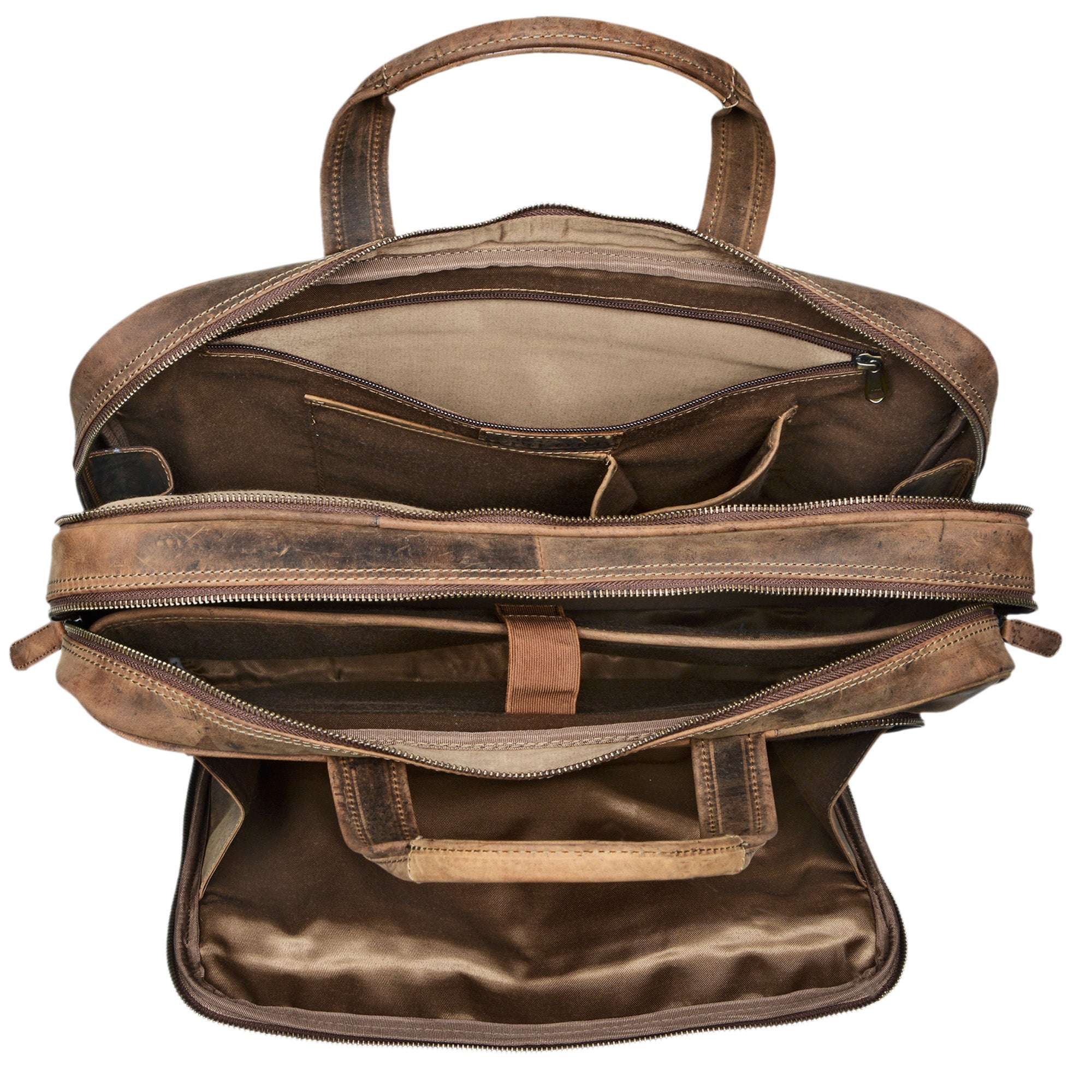 Vintage Bürotasche viele Fächer Laptop Leder