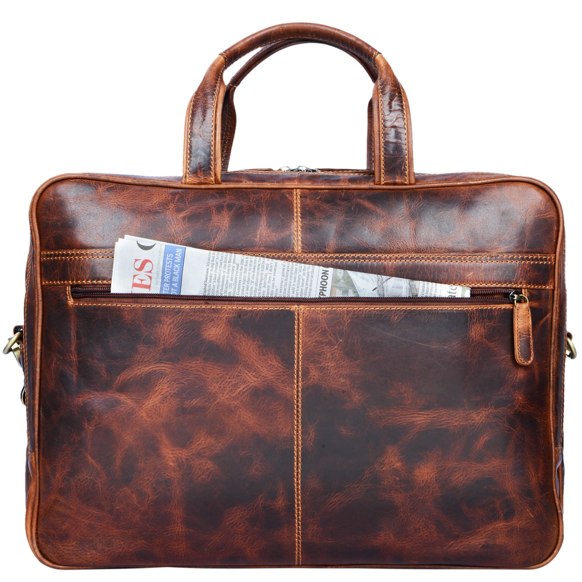 Vintage Businesstasche aus echtem Leder braun Herren
