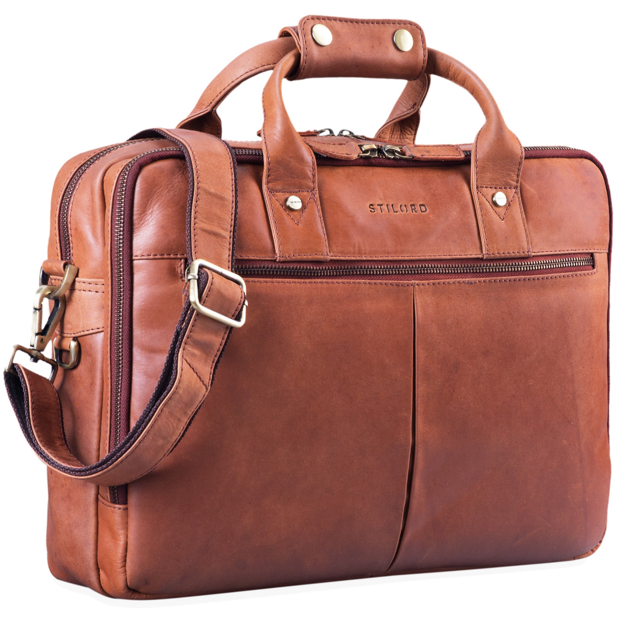 Businesstasche Leder cognac braun