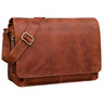 "Tom" Leren Schoudertas Vintage 15 Inch Laptop Voor Werk Studie En Uni