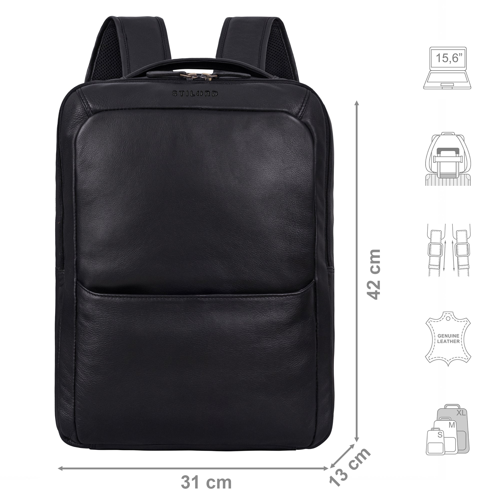 Notebook Rucksack 15,6 Zoll schwarz Leder