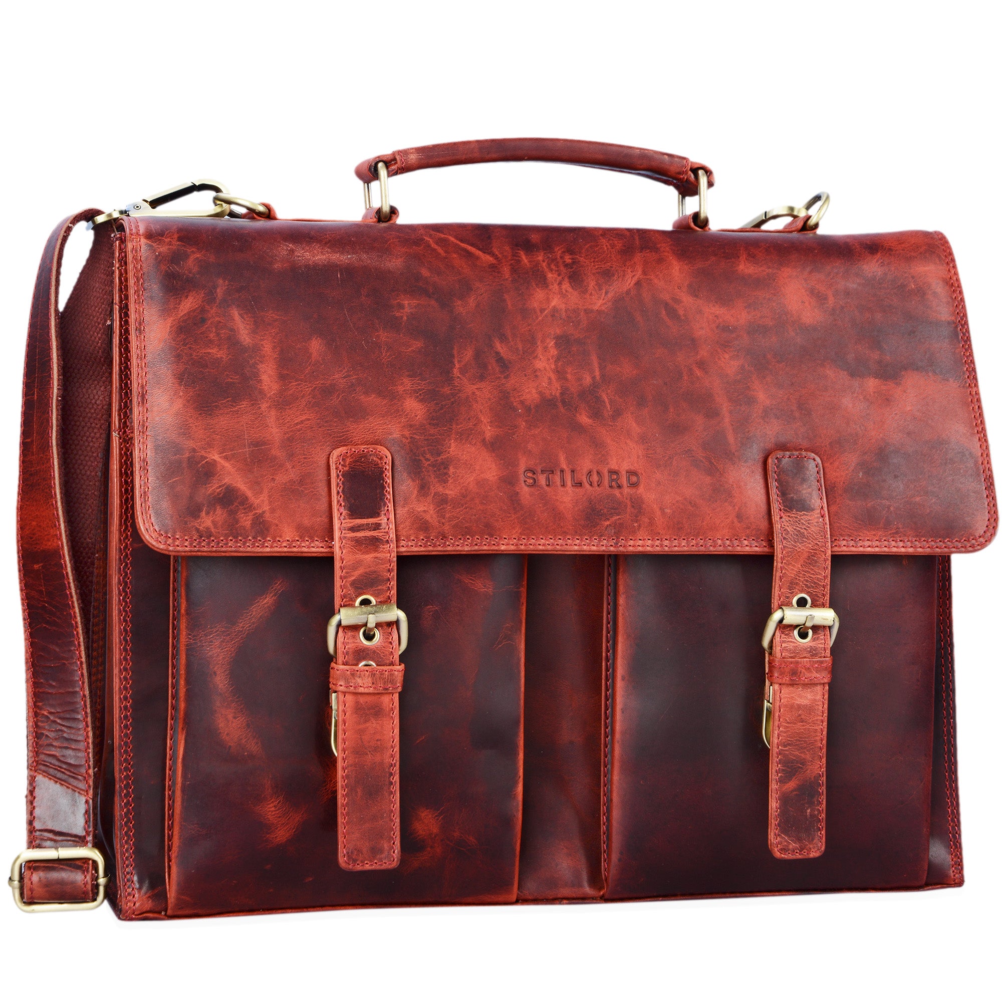 XL Ledertasche rot Vintage für Damen