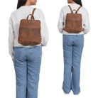 Kleine Rucksackhandtasche Damen Vintage braun
