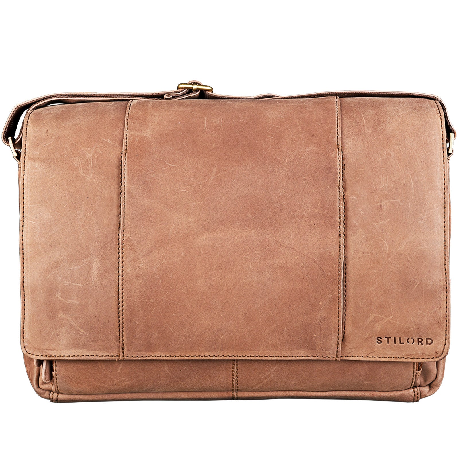 Herren Umhängetasche Leder cognac-hellbraun