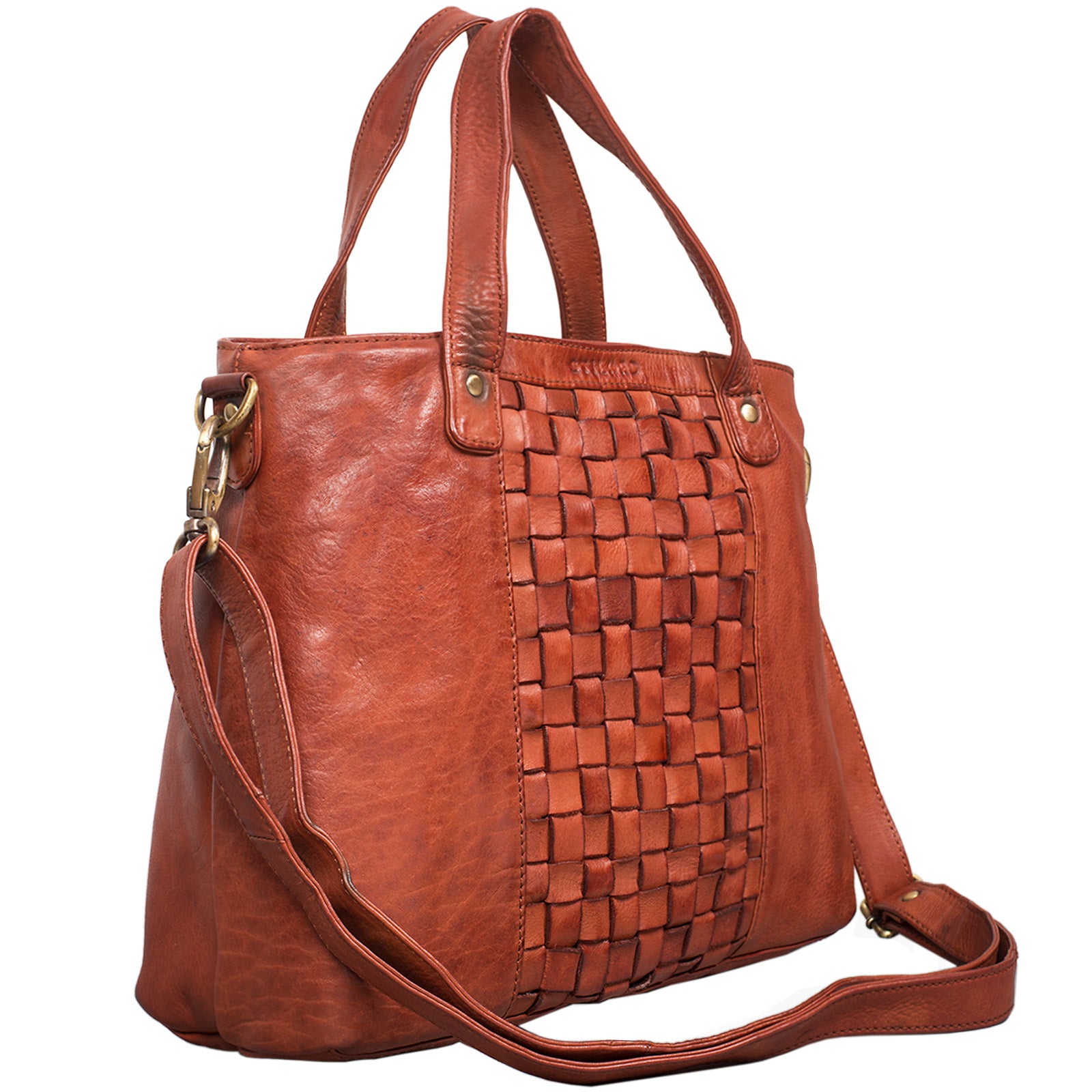 Tasche geflochten Leder cognac damen