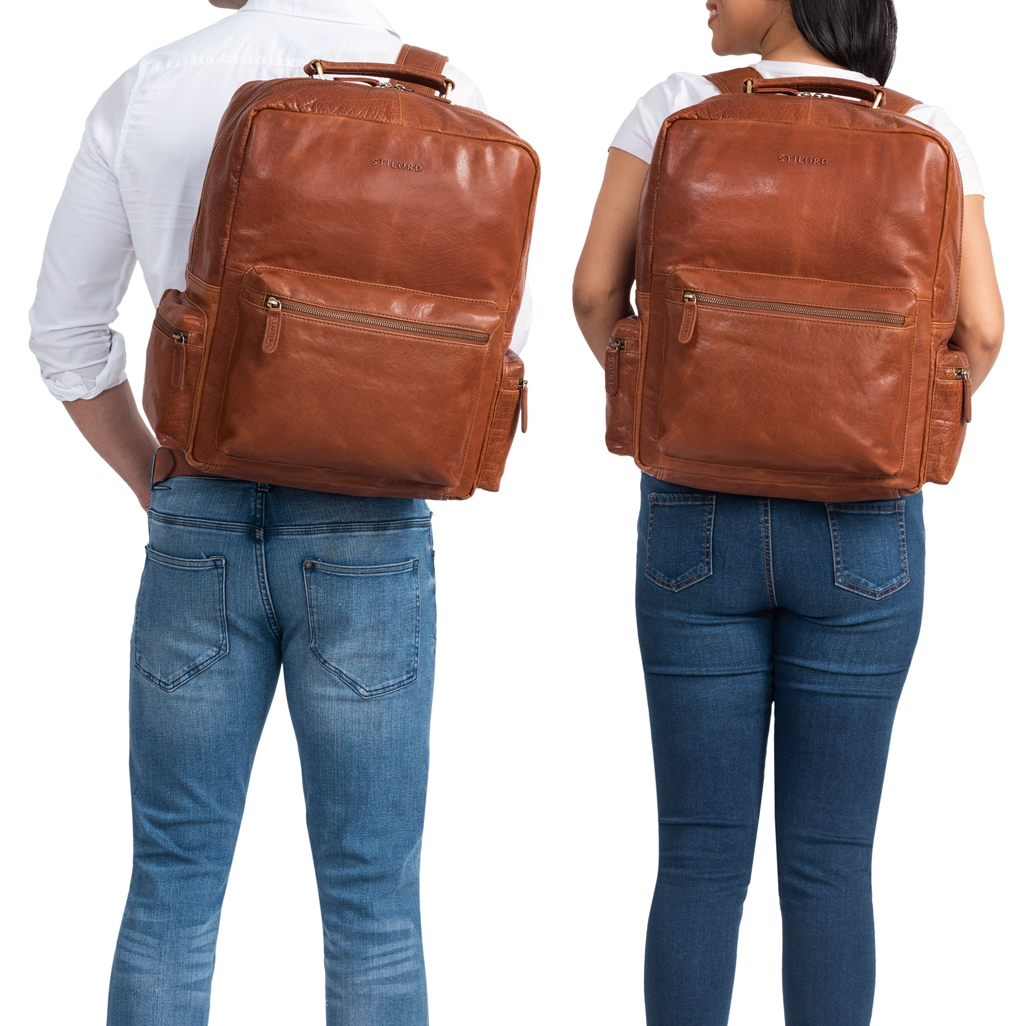 Echtleder Rucksack Orange Leder Damen und Herren groß