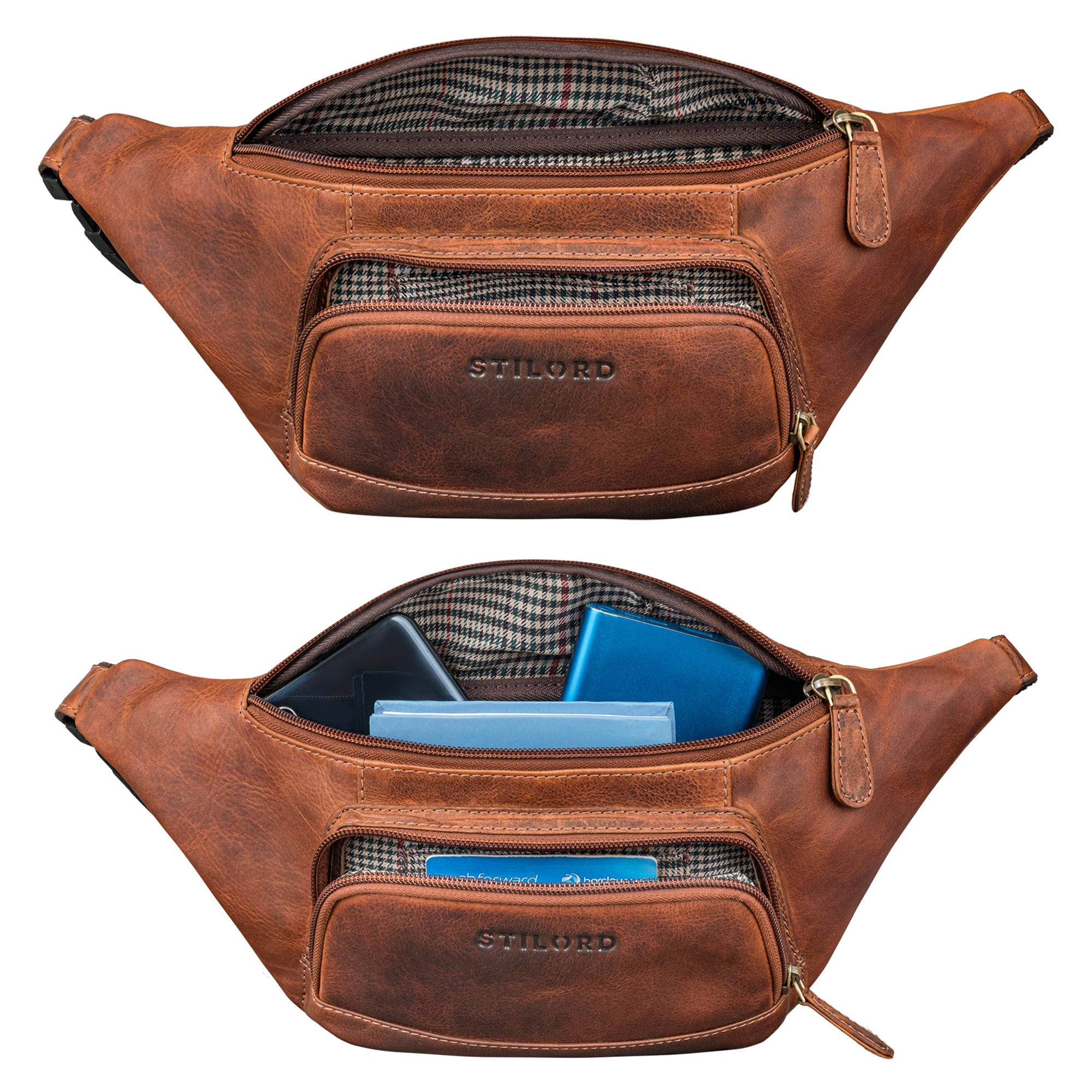 leder bauchtasche groß damen braun