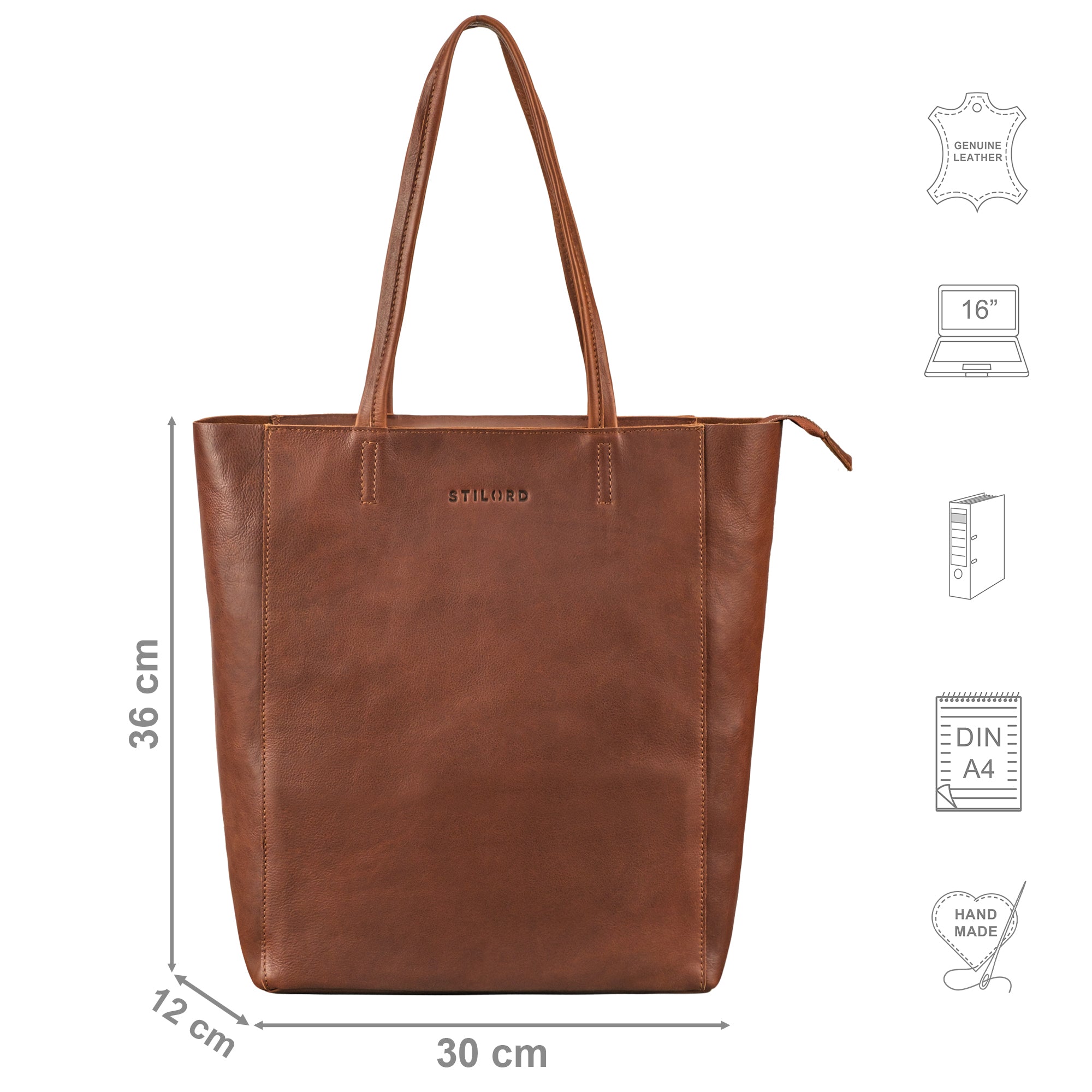 Shopper Tasche Damen Leder braun