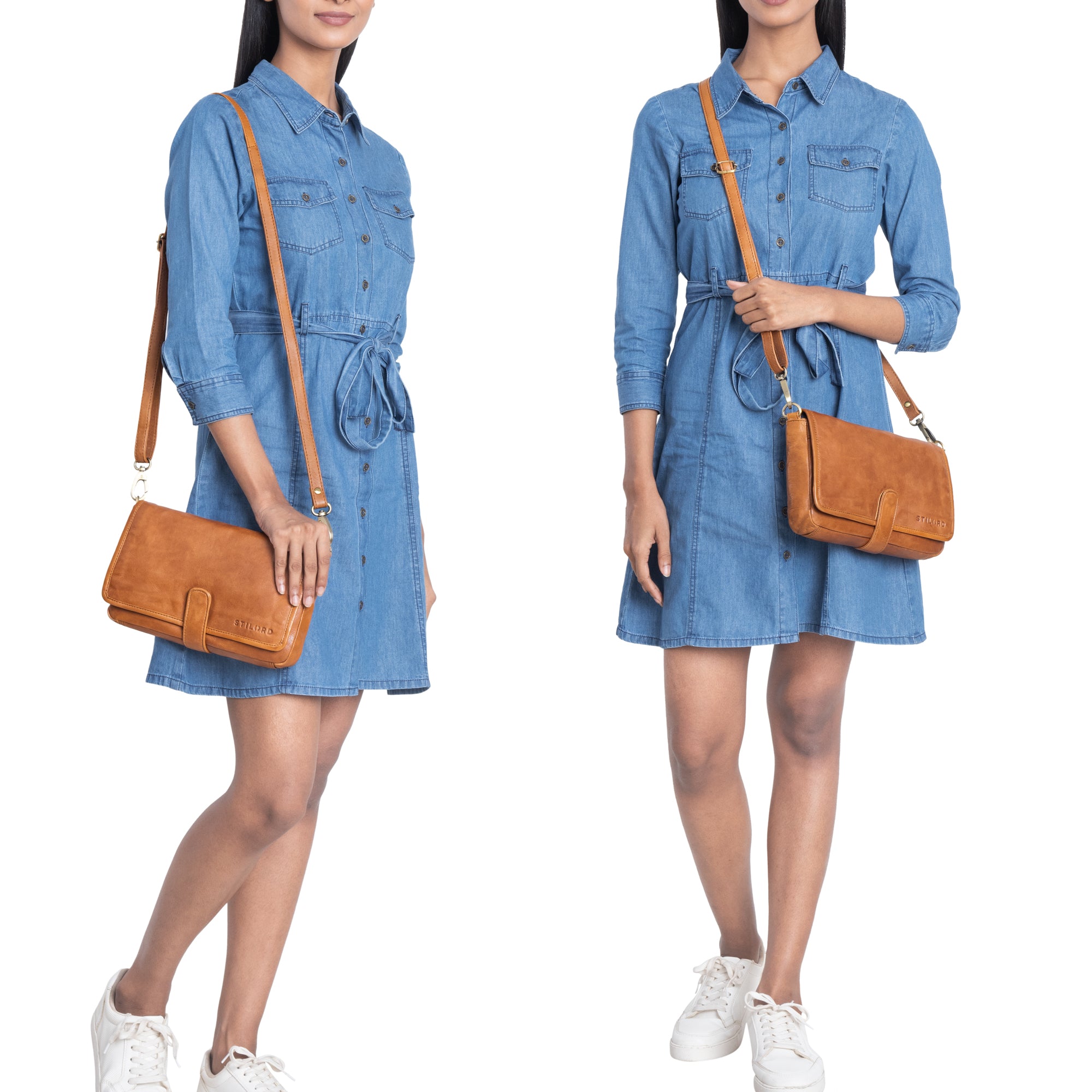 Braune Echtleder Umhängetasche Damen