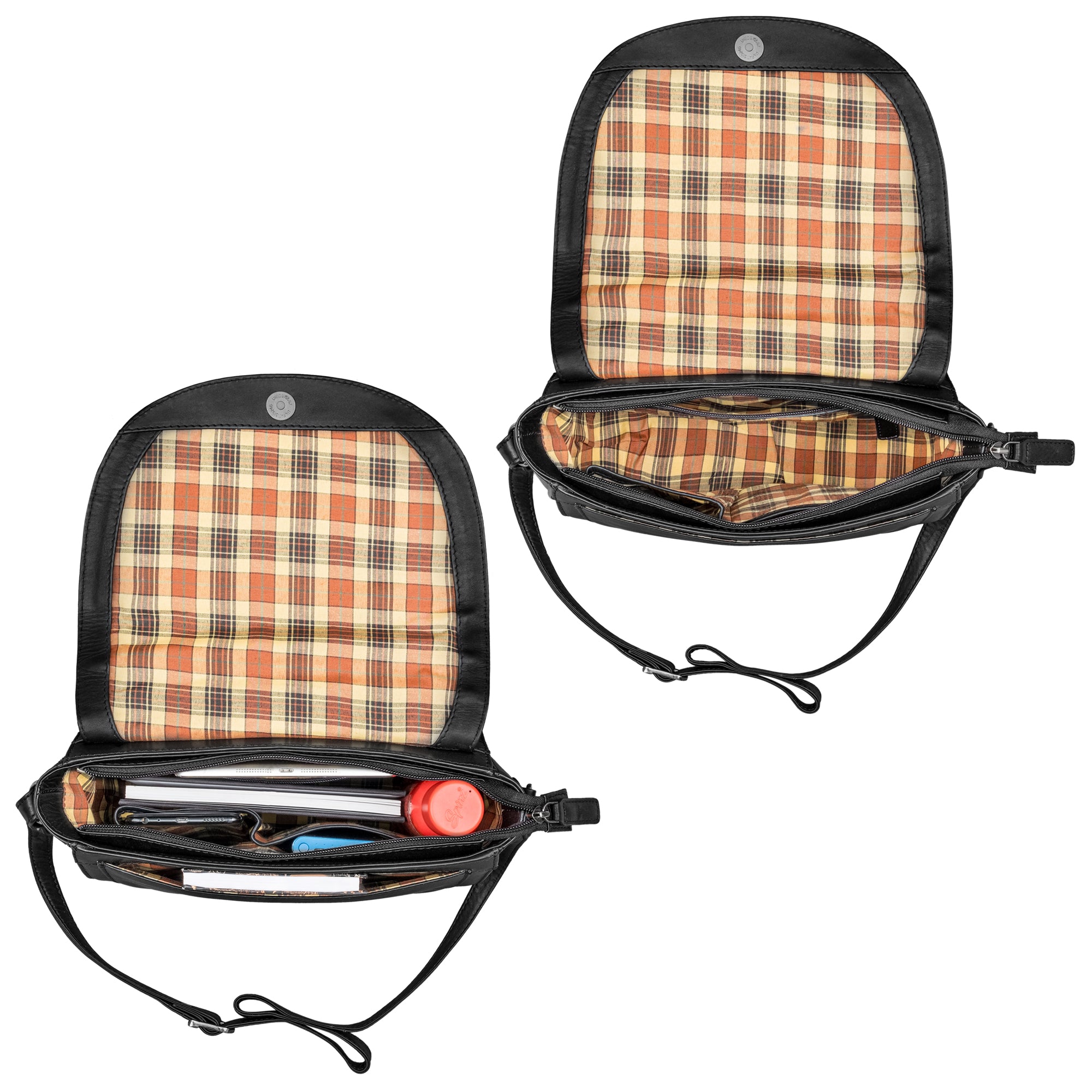 Echtes Leder Ledertasche schwarz Damen