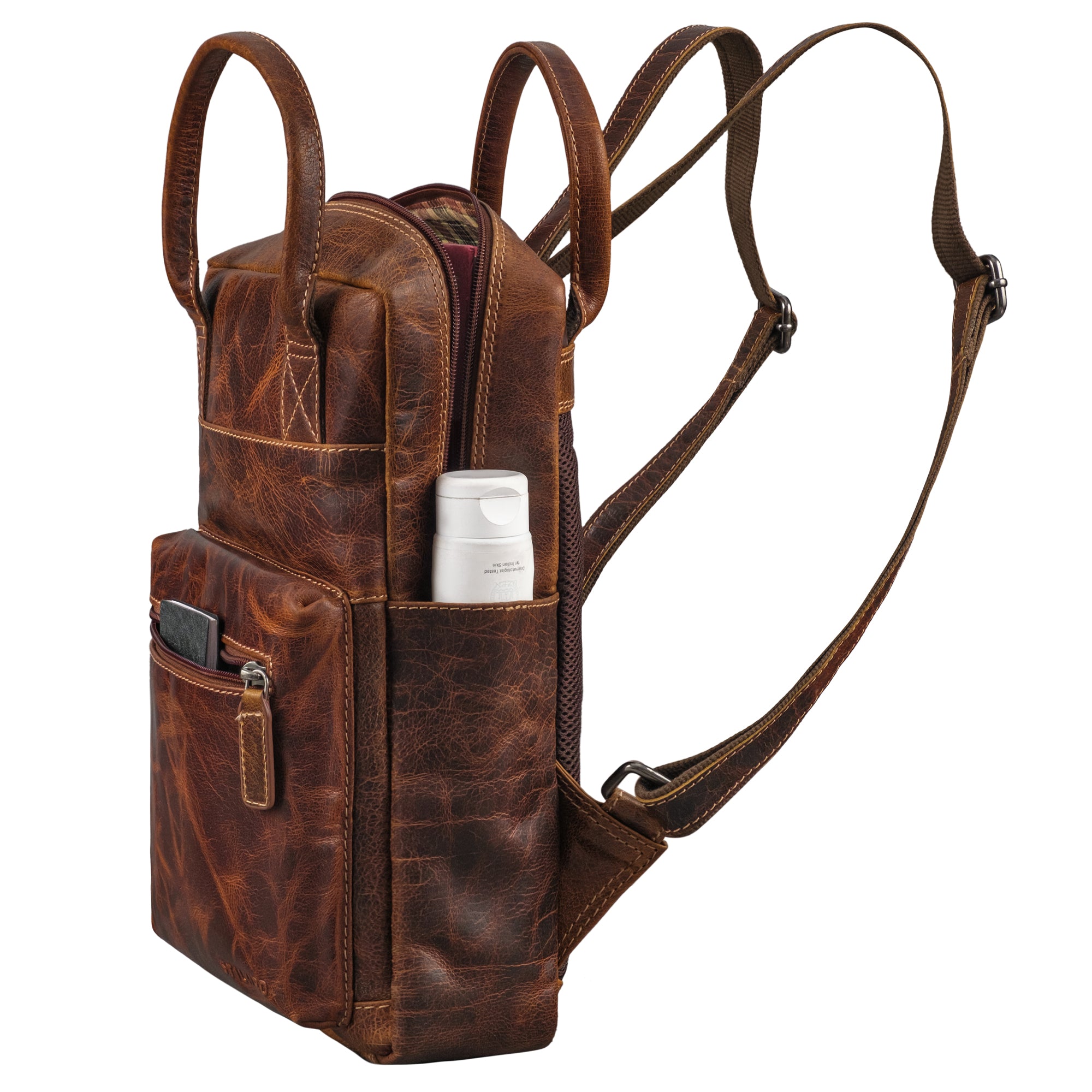 damen rucksack echt leder  braun