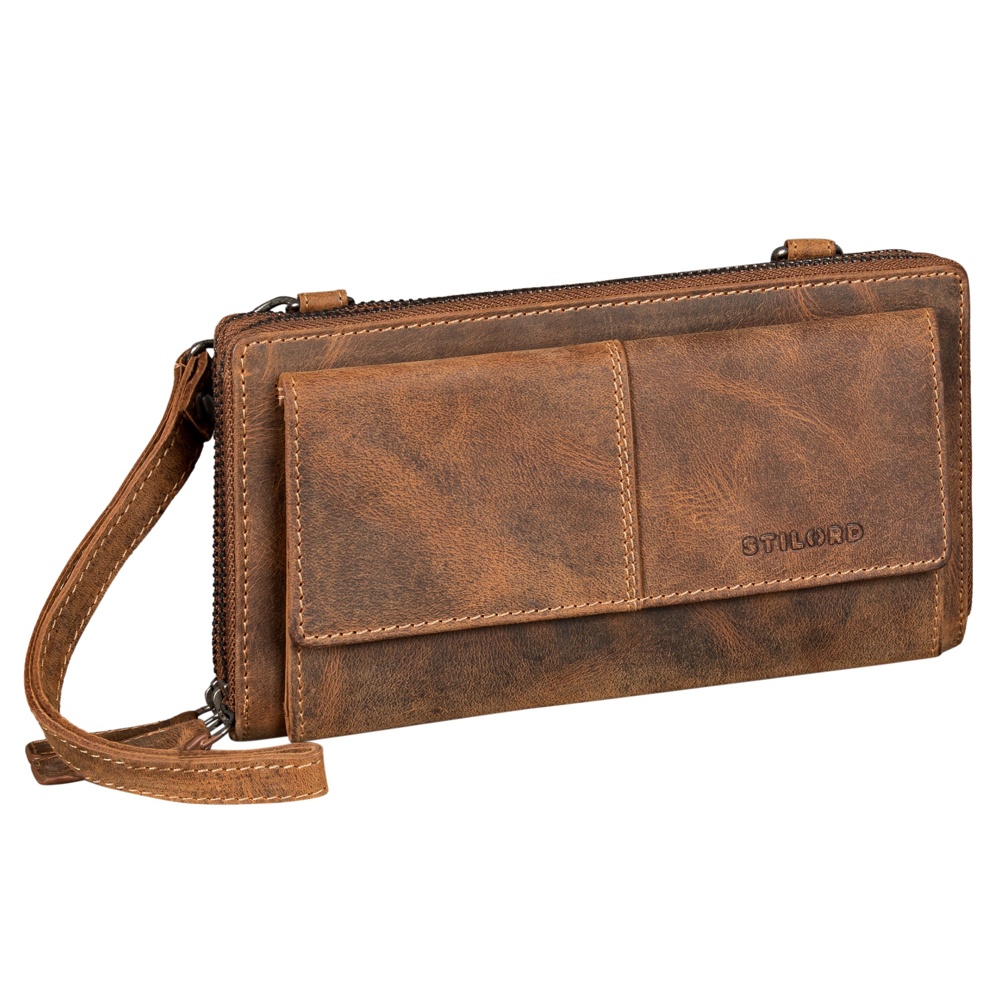 Handytasche mit Geldtasche klein Echt Leder braun