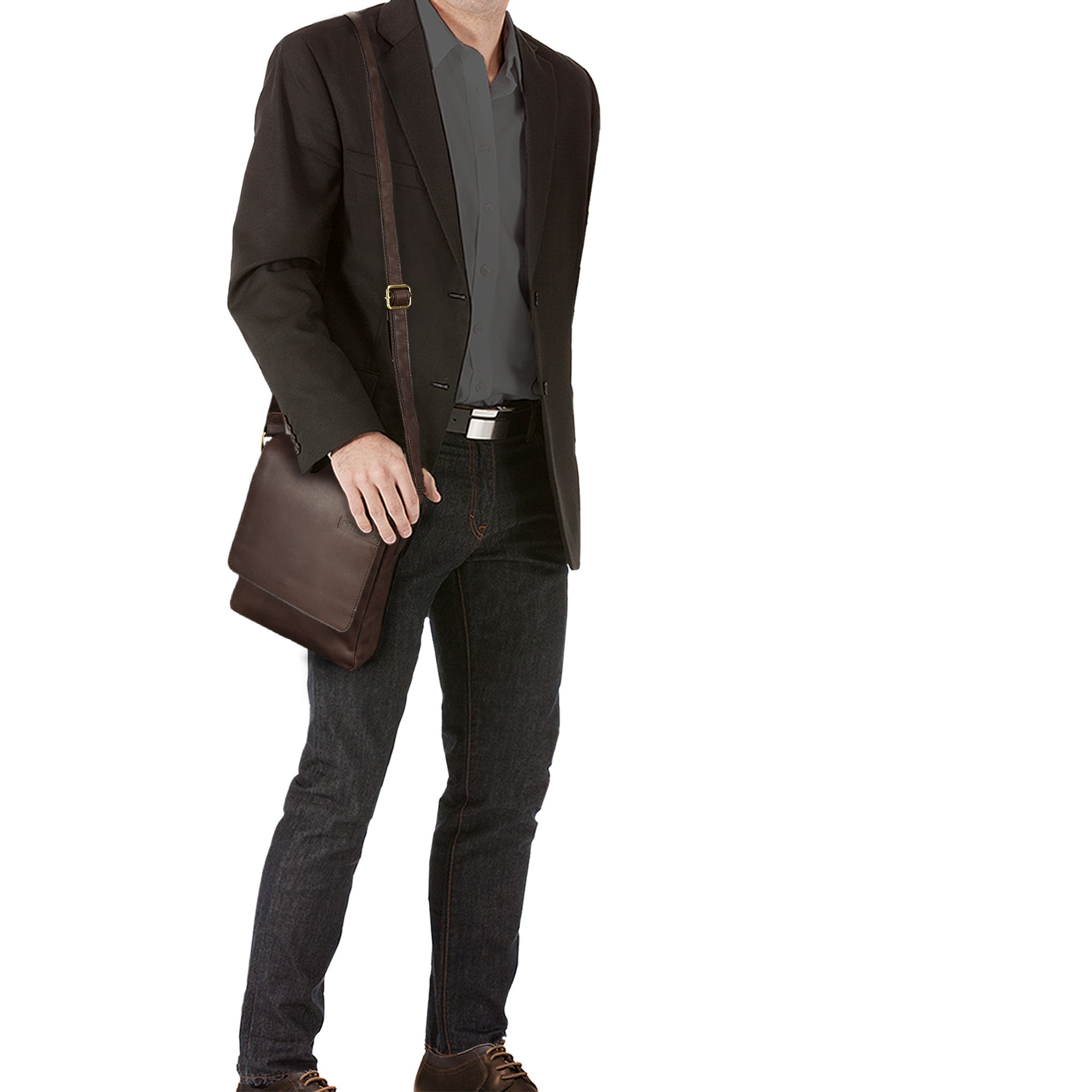 kleine Ledertasche matt dunkelbraun