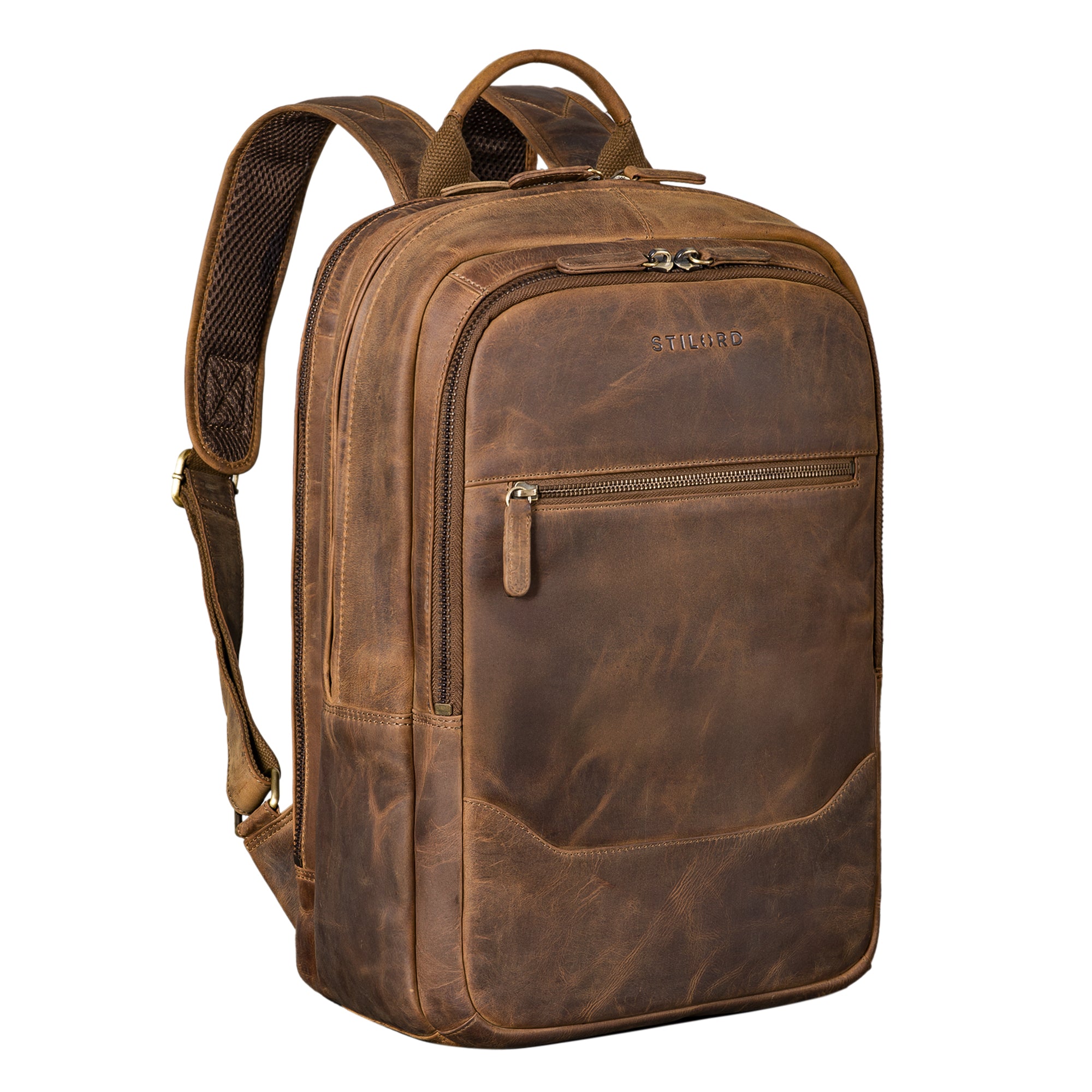 Leder Rucksack männer 17 Zoll laptopfach braun