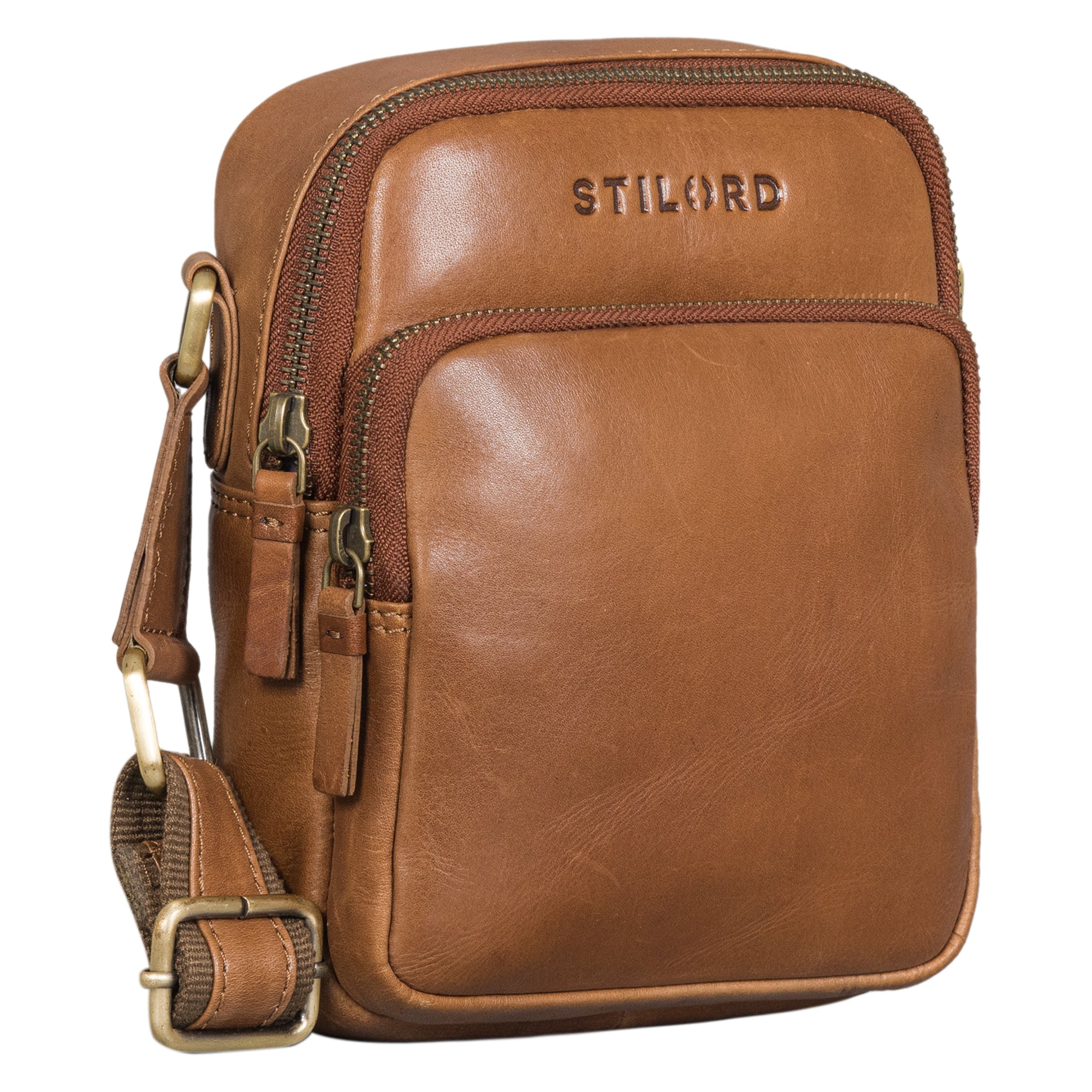 Klassische kleine Ledertasche für Herren mit praktischen Fächern