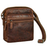 "Kony" Vintage Schoudertas voor Heren in Leder Robuuste Kleine Messenger Bag