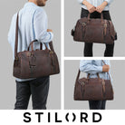 Echtleder Reisetasche Cognac Dunkelbraun mit abnehmbaren Gurt für Herren und Damen 