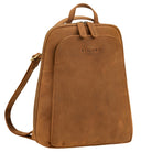 2-in-1 kleine Rucksack-Tasche Echtleder mit vielen Fächern für 10,9 Zoll Tablet Tan-Dunkelbraun 